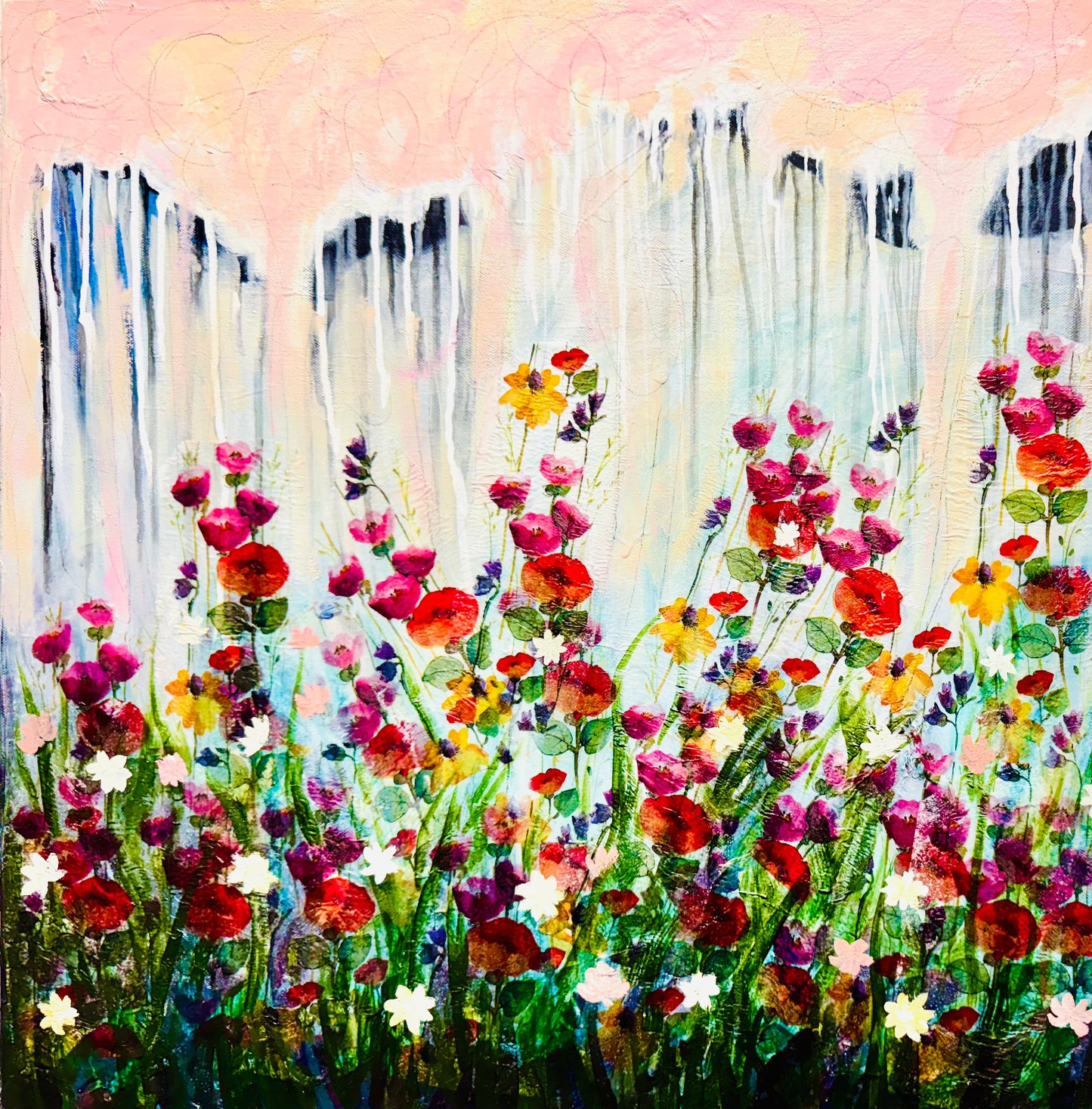 Rain-kissed Sprng Blooms 24"x24"