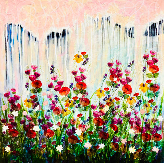 Rain-kissed Sprng Blooms 24"x24"